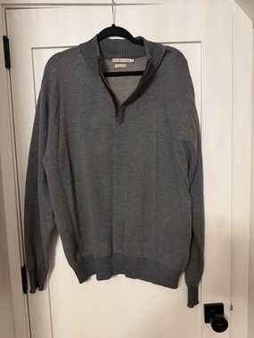 Peter Millar Gray Quarter-Zip merino wool Pullover sweater flawed